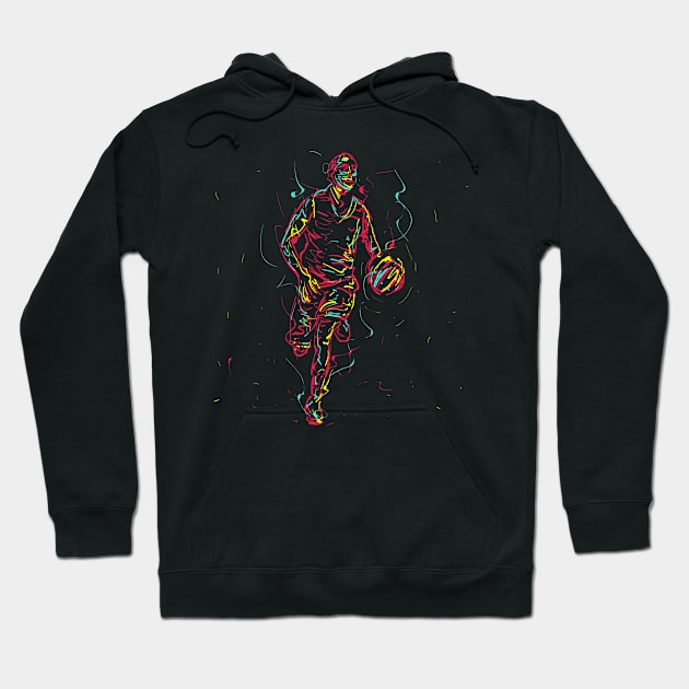 basketball player dibbling ball abstract Hoodie by Mako Design 